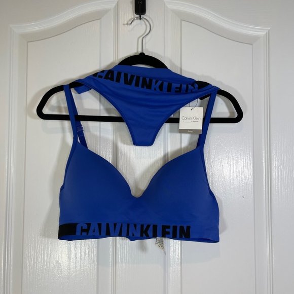 Calvin Klein Seamless Logo Demi Bra & Thong Underwear 36D/Medium Set - Picture 4 of 14